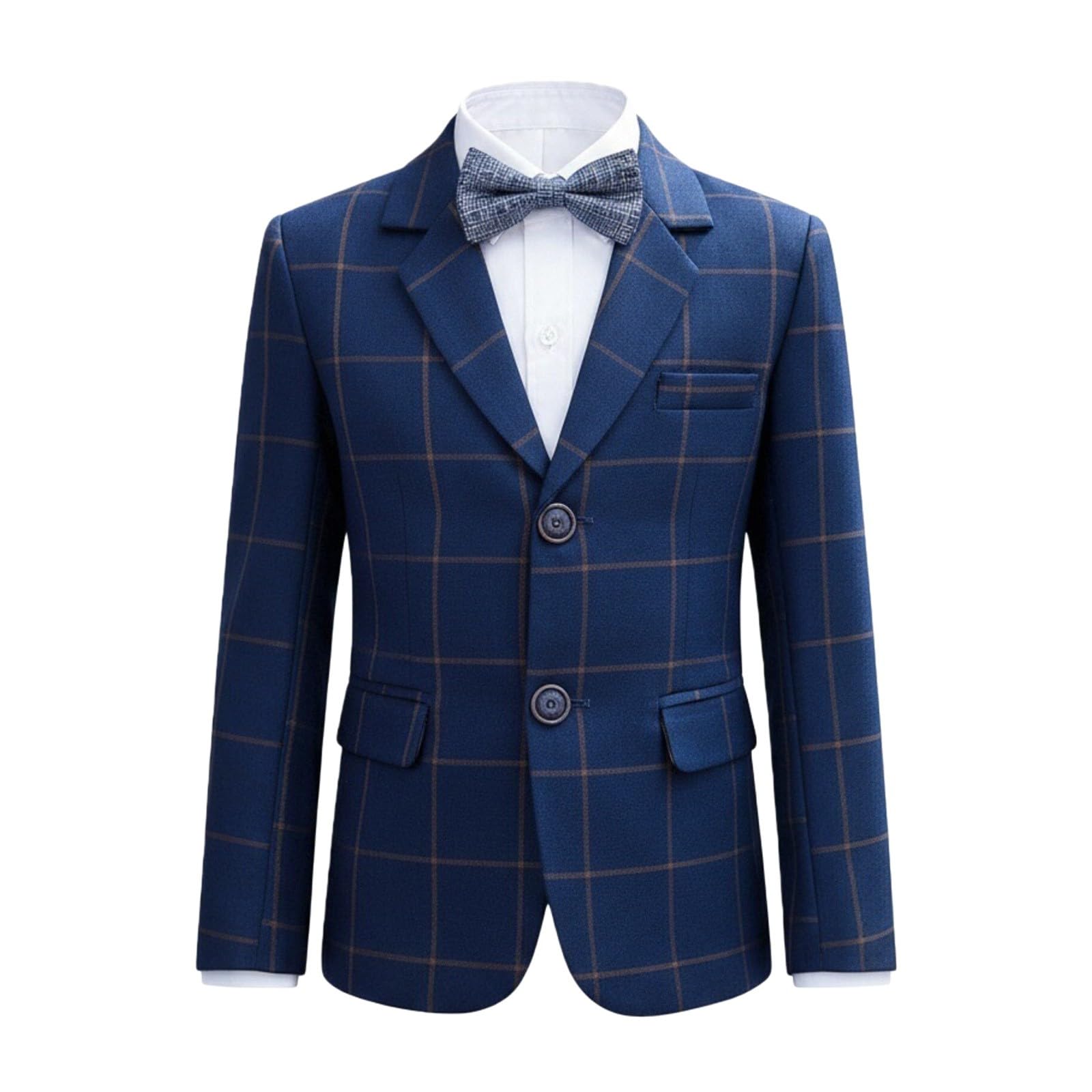 Traje de caballero para niños, traje formal de chaleco de manga larga con botones, pantalones, chaqueta, chaleco y pajarita, conjunto de 5 piezas, uniforme escolar, ropa de primavera