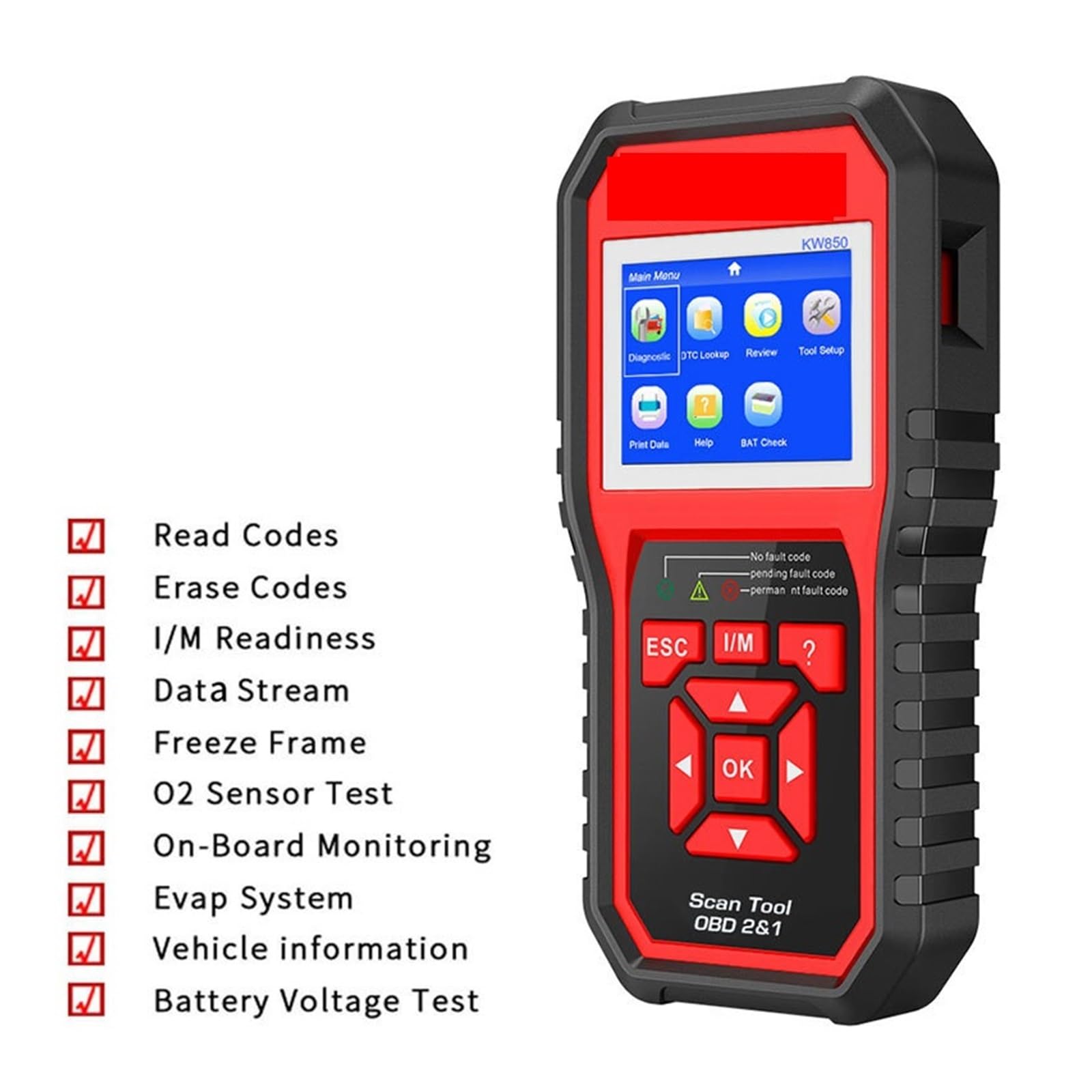 OBD2 KW850 Samochód OBD 2 Skaner Profesjonalny skaner Narzędzia diagnostyczne OBD2 Sprawdź silnik Sprawdź czytnik kodów samochodowych