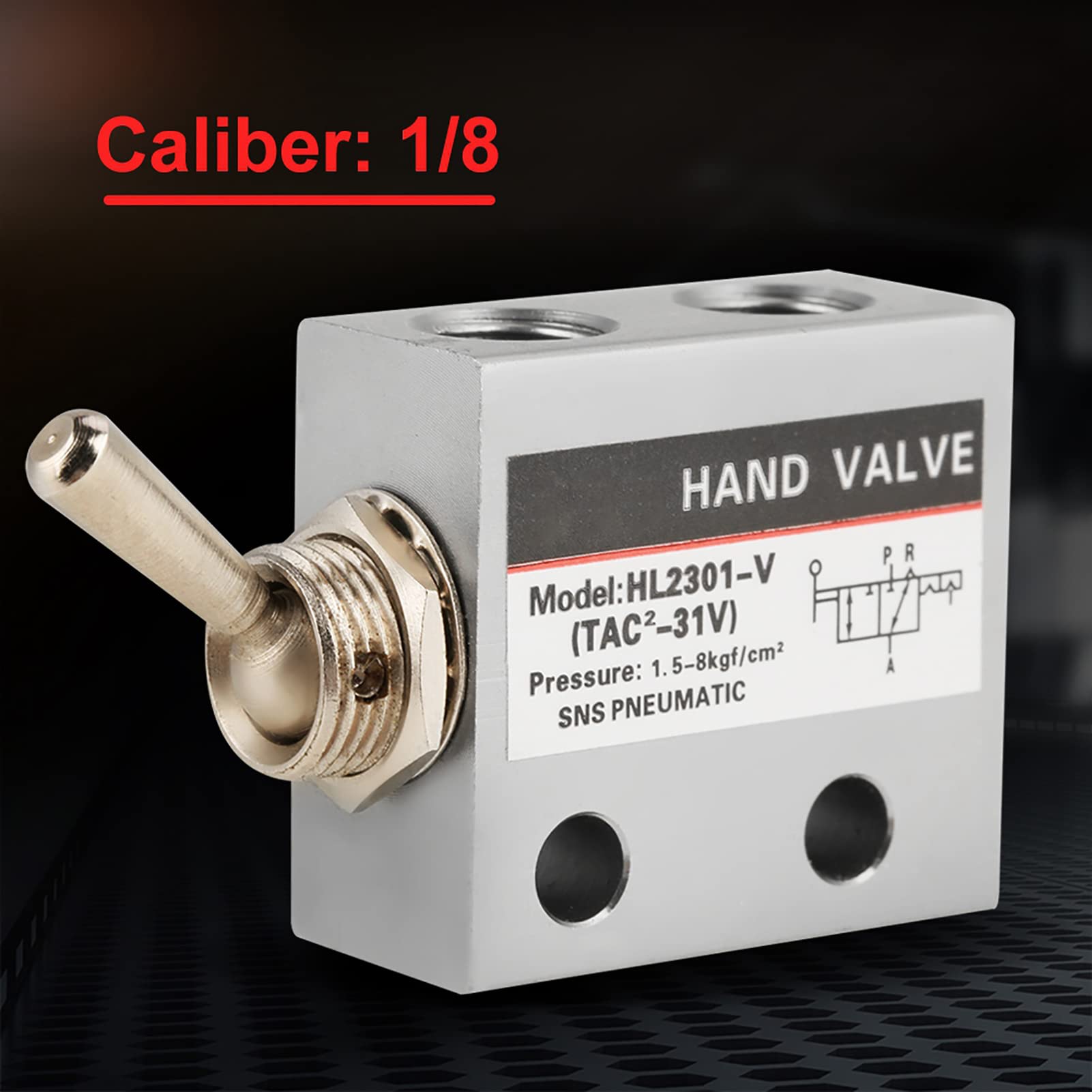 Valvola Meccanica Pneumatica con Interruttore a Levetta a 3 Posizioni e 2 Porte, Comando Manuale, Funzionamento Conveniente, Manopola Rotonda in Metallo, Struttura Semplice,