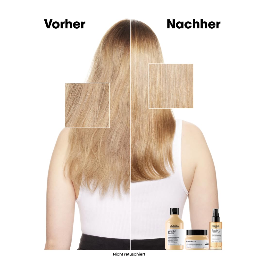L'Oréal Professionnel Shampoo-Set für strapaziertes und trockenes Haar, Mit Quinoa, Serie Expert, Absolut Repair Shampoo 500ml & Nachfüllbeutel, Refill 500ml
