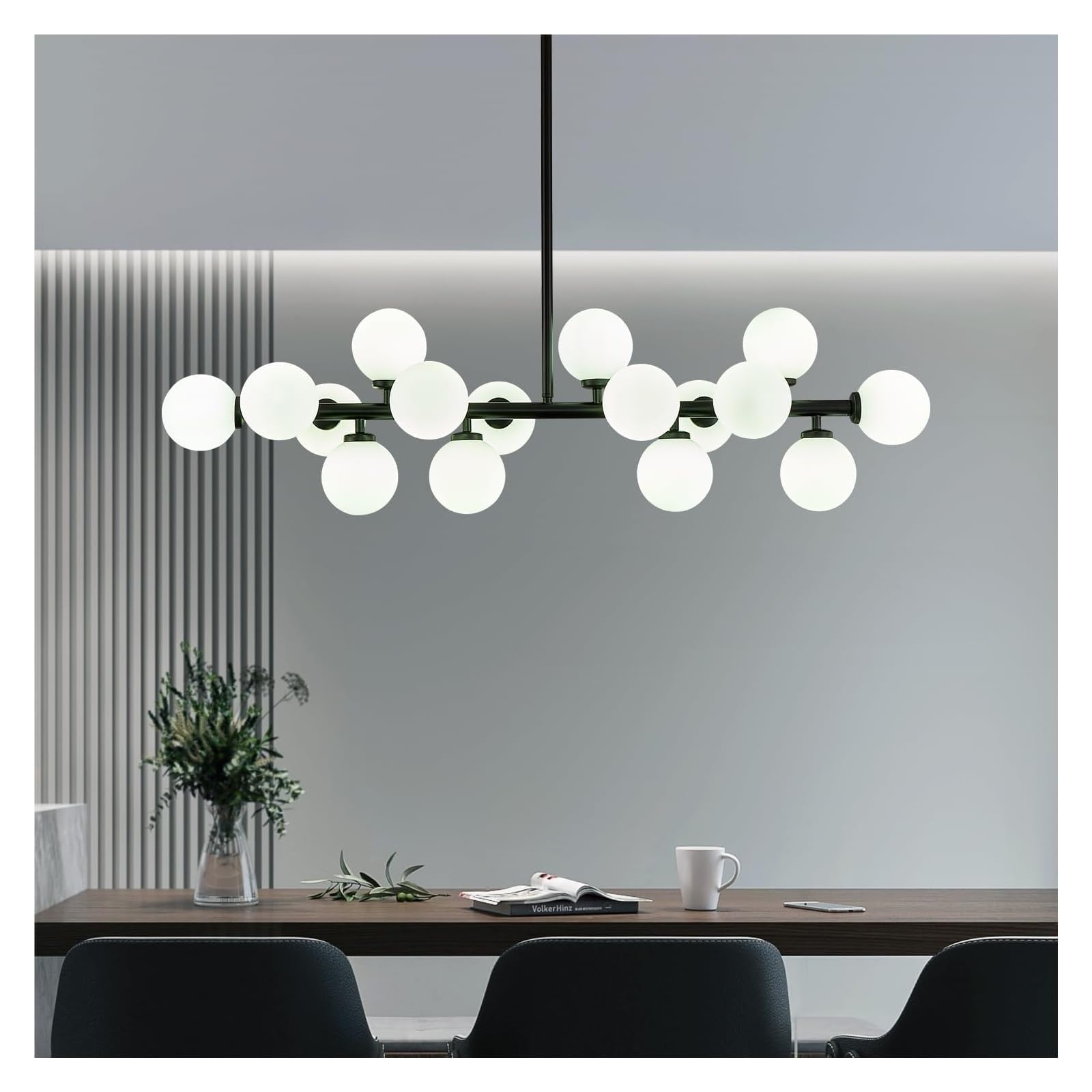 KXEcoLife Chandelier Large Chandeliers Pendant Lights 16-Light Globe Magic Bean Molecular Ceiling Hanging Lighting, Modern For Living Room Dining (Color : Blac