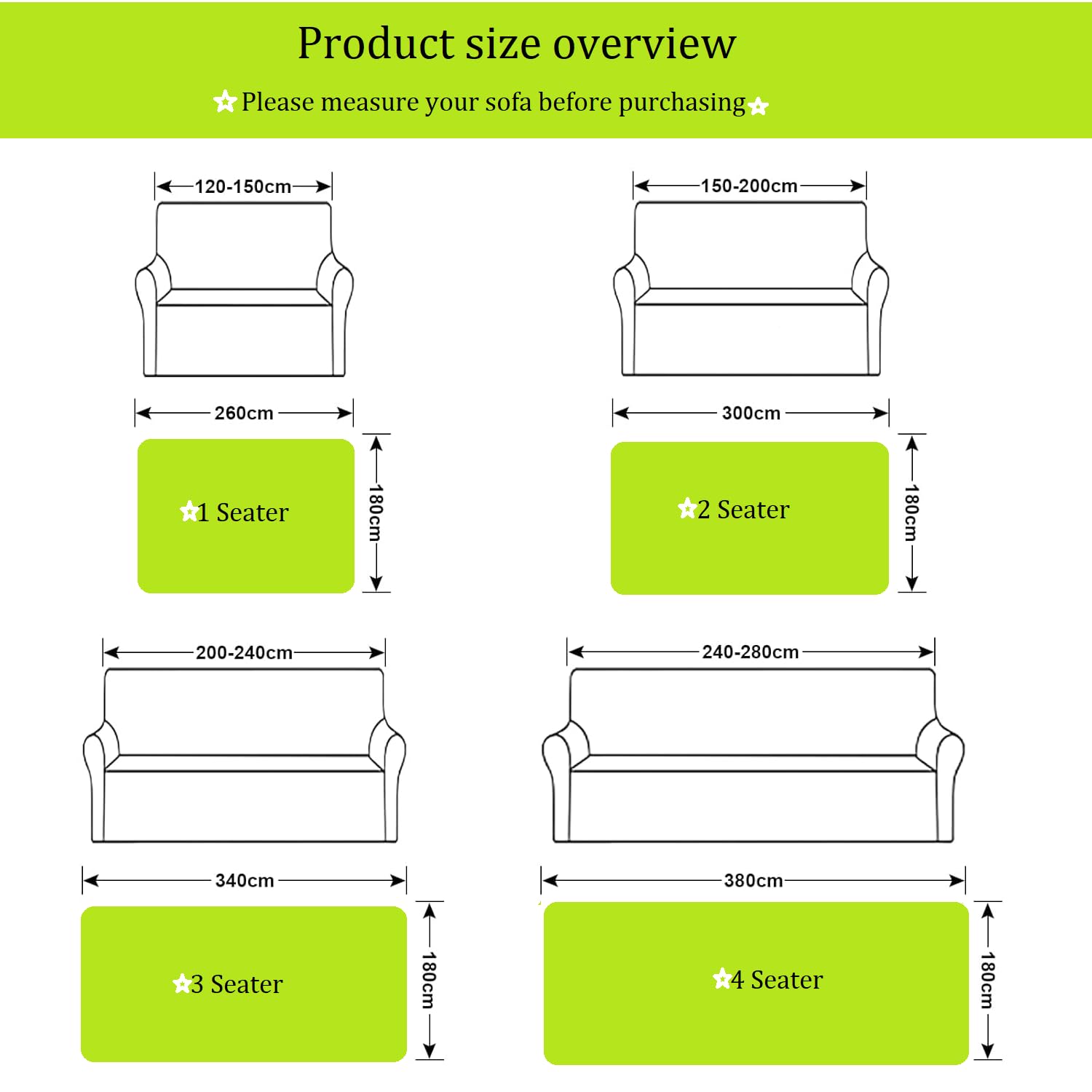 EBETA Sofadecken Sofaüberwürfe Sofa Cover Sofabezug 1/2/3/4 Sitzer, Sofahussen Sofa Abdeckung Hussen für Ecksofa (Grau, 180 * 380 cm)