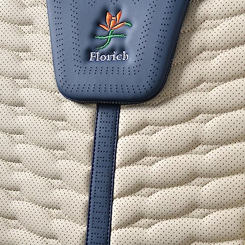 Image of FLORICH Front Seat Covers, Leather Seat Covers, Universal Car Seat Covers 2PCS, Waterproof Car Seat Protector, Driver Seat Cover Accessories for Trucks SUV Sedans-Blue&White