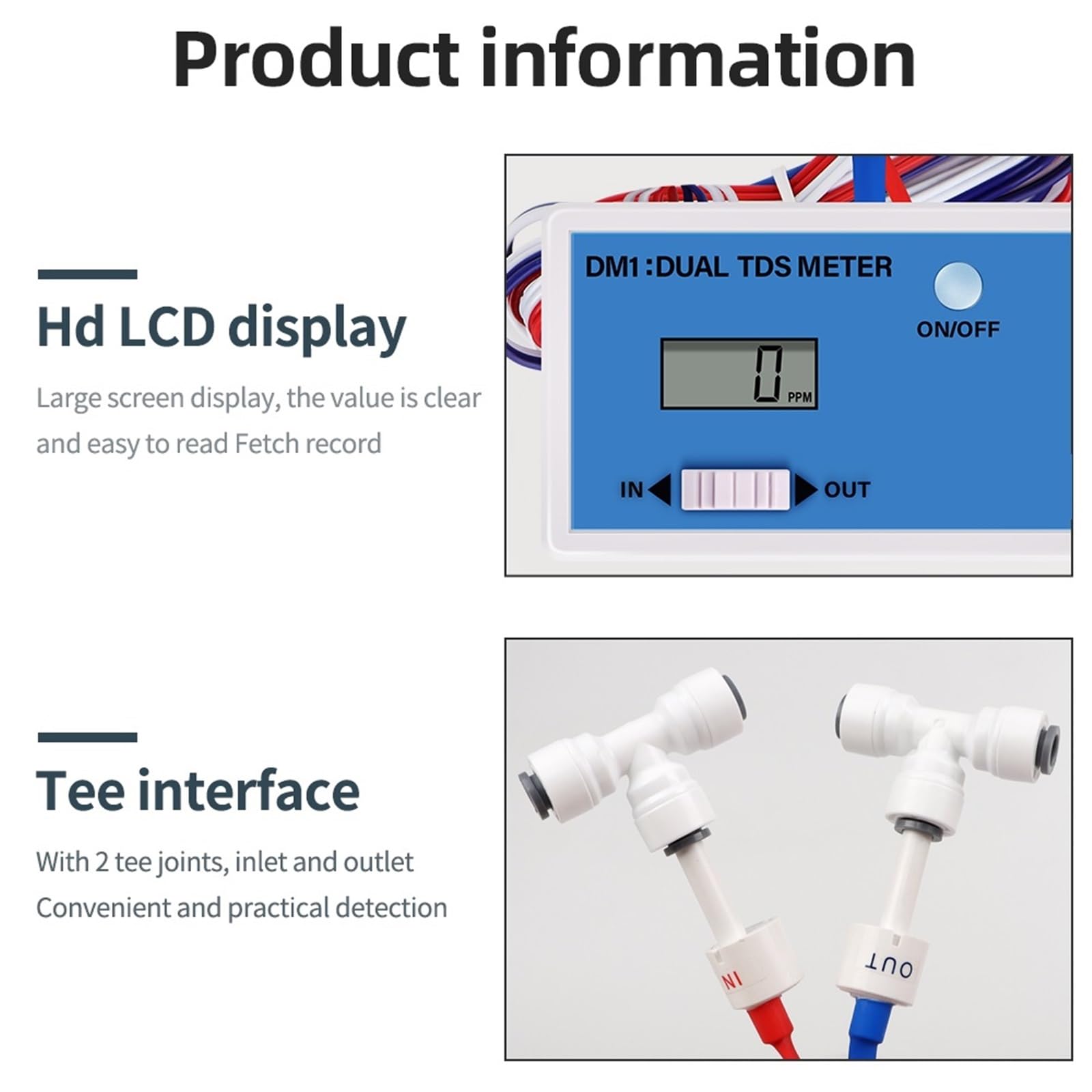 TDS Water Quality Tester DM1/DM2 Dual TDS Meter HD LCD Display Dual Probe Drinking Water Pool Aquarium PH Meter,Giardino,Prato,Interno,Uso esterno(EC Meter)