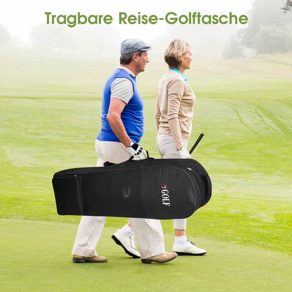 Sac de voyage de golf à roulettes, sac de golf de voyage pour compagnies aériennes, tissu Oxford 600D résistant à l'usure, sac de voyage de golf avec barre de support réglable