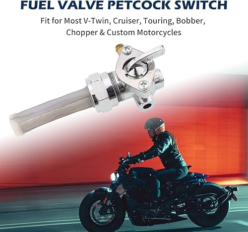 Miniatura 2 de TSUNG Válvula de combustible con petcock de 22 mm  Interruptor de cierre del tanque de gasolina con salida de 14", reemplazo del mercado de