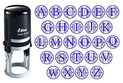 Custom A-Z Alphabet Stamp in Blue Ink Monogram Round Rubber Stamp Self Inking Initial Stamp Shiny Mini Stamper 20 mm