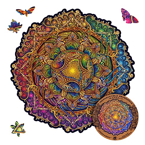UNIDRAGON Original Holzpuzzle — Mandala Inexhaustible Abundance, 350 Teile, King Größe 13 x 13 Zoll (33 x 33 cm) Schöne Geschenkverpackung, Einzigartige Form Erwachsene und Kinder Cover