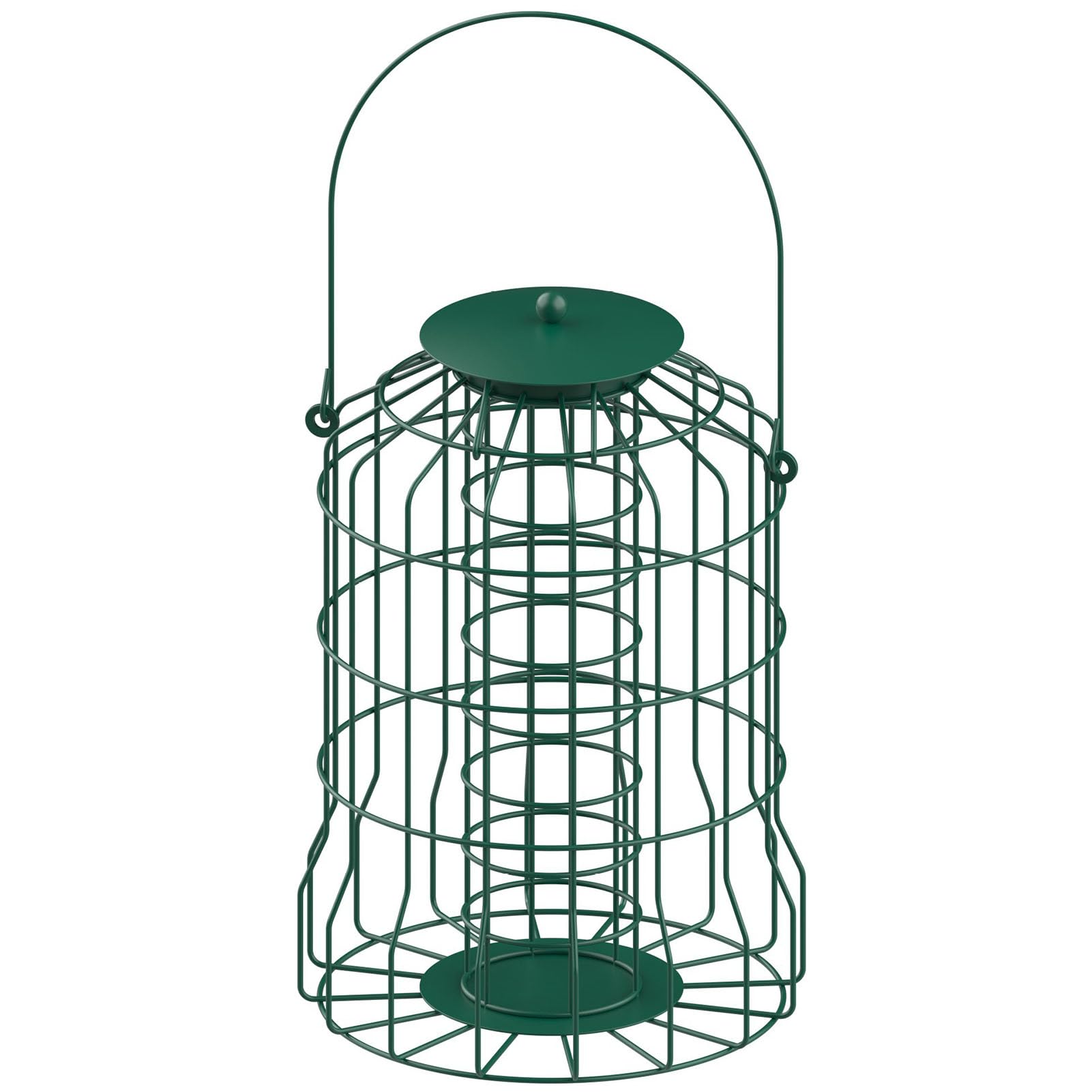 Mangiatoia sospesa per Uccelli da Esterno, mangiatoia per Arachidi Resistente alle intemperie, Gabbia per Uccelli in Rete di plastica Tubo Metallico e PC,Dark Green,B