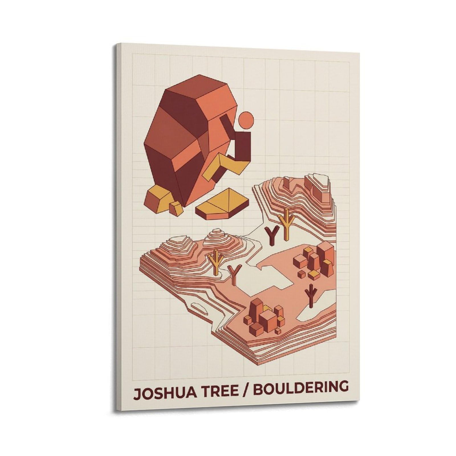 XKUGA Modern Bauhaus Joshua Tree Bouldering Sport Travel Poster Modern Decorative Canvas Prints - Ideal Wall Art for Family, Man Cave, Game Room, Boys & Girls Bedroom 24x36inch(60x90cm)