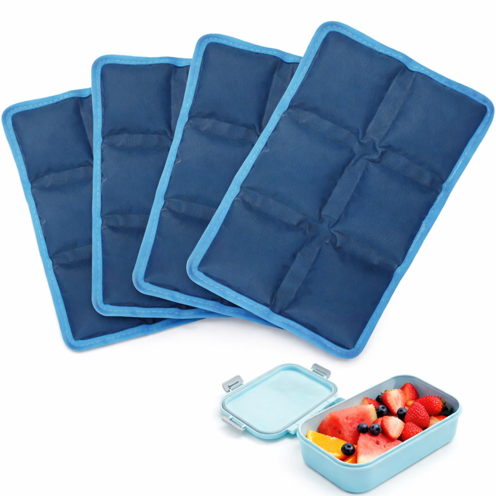 Flexible Ice Packs for Lunch Boxes, Reusable Long Lasting Cold Packs（6” x 4” x 0.7”）for Kids Lunch Bags & Coolers, Slim Soft Gel Ice Pack 4 Pcs for Food，Cooler for Picnic, School, Sports & Camping