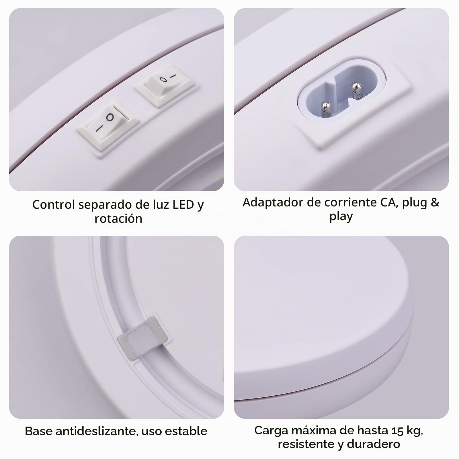 Andoer Base Giratoria Eléctrica 360°, Placa Giratoria de Fotografía Con Luz LED, Soporte Expositor Para Producto, Joyería, Reloj