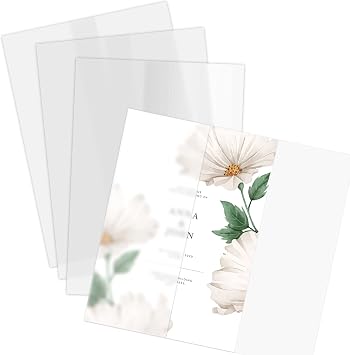Vellum Jackets - 50 Pack Folded Vellum Jacket for 5 x 7 Invitations, Translucent Vellum Paper for Invitation, Greeting Cards, Photo Prints