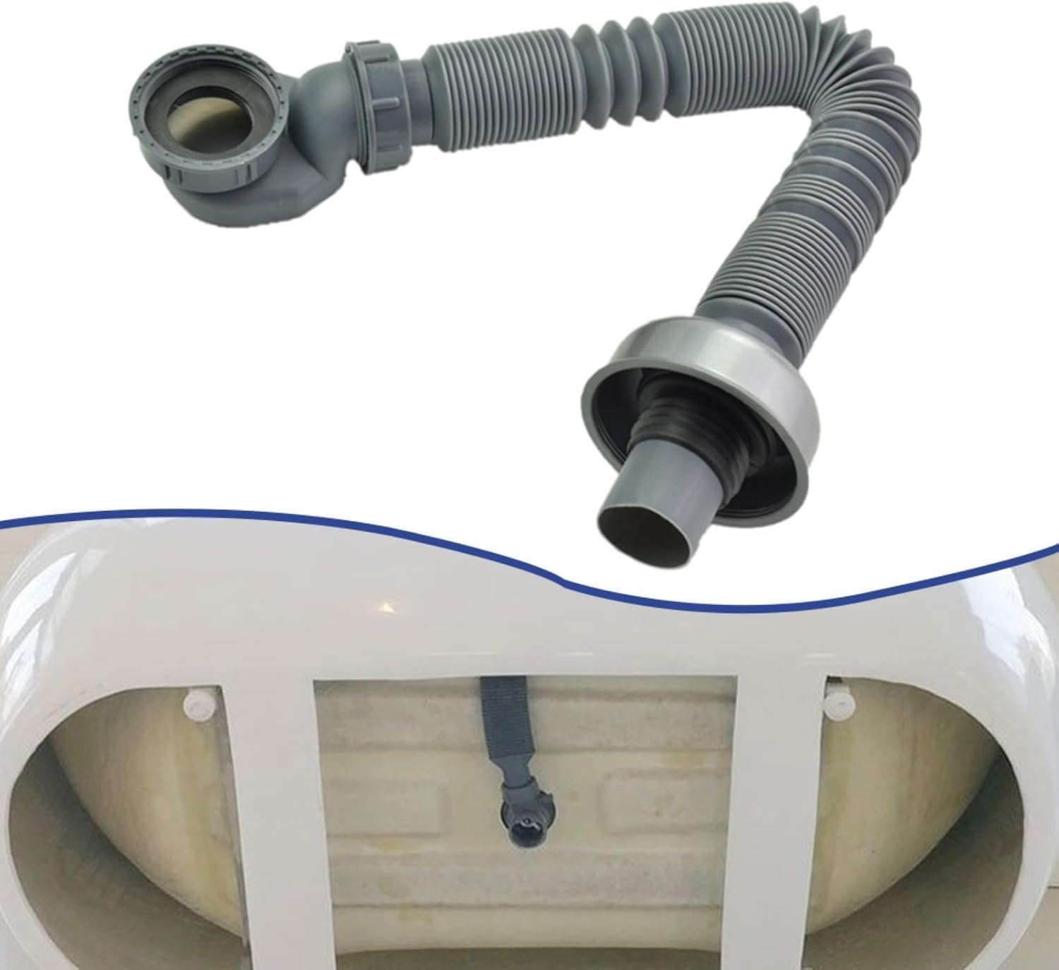 Flaches Profil, 3,8 cm P-Falle für Badewanne, flexibles Duschabflussrohr, platzsparend, P-Typ-Biegung, einfache Installation, effizientes Abfallmanagement für freistehende Wannen