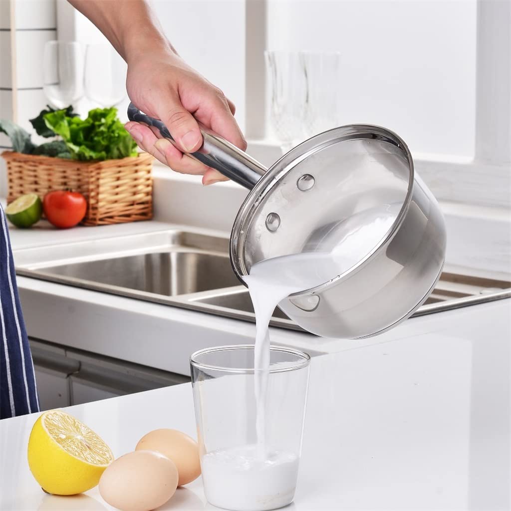 Kochtopf, Kochgeschirr-Set Edelstahl 7-teilig Küche Kochtopf & Pfanne Set, Stielkasserolle, Schmortopf, Dampfgarer, Bratpfanne mit Glasdeckel
