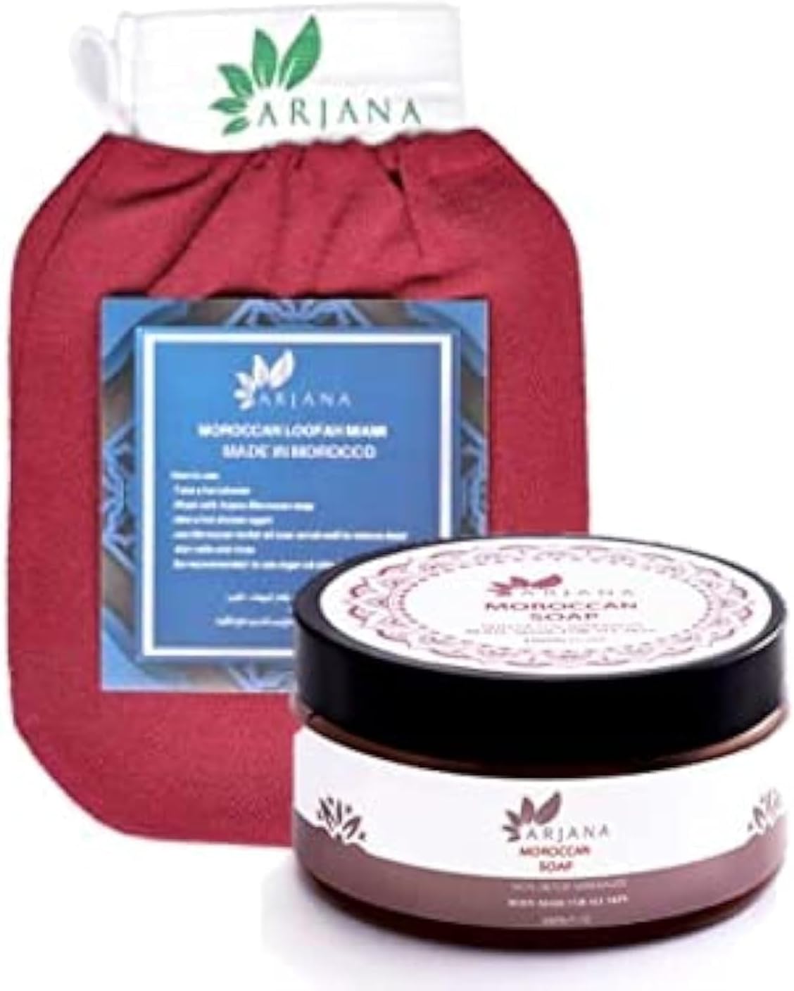 ARJANA Moroccan loofah with Moroccan soap with olive oil