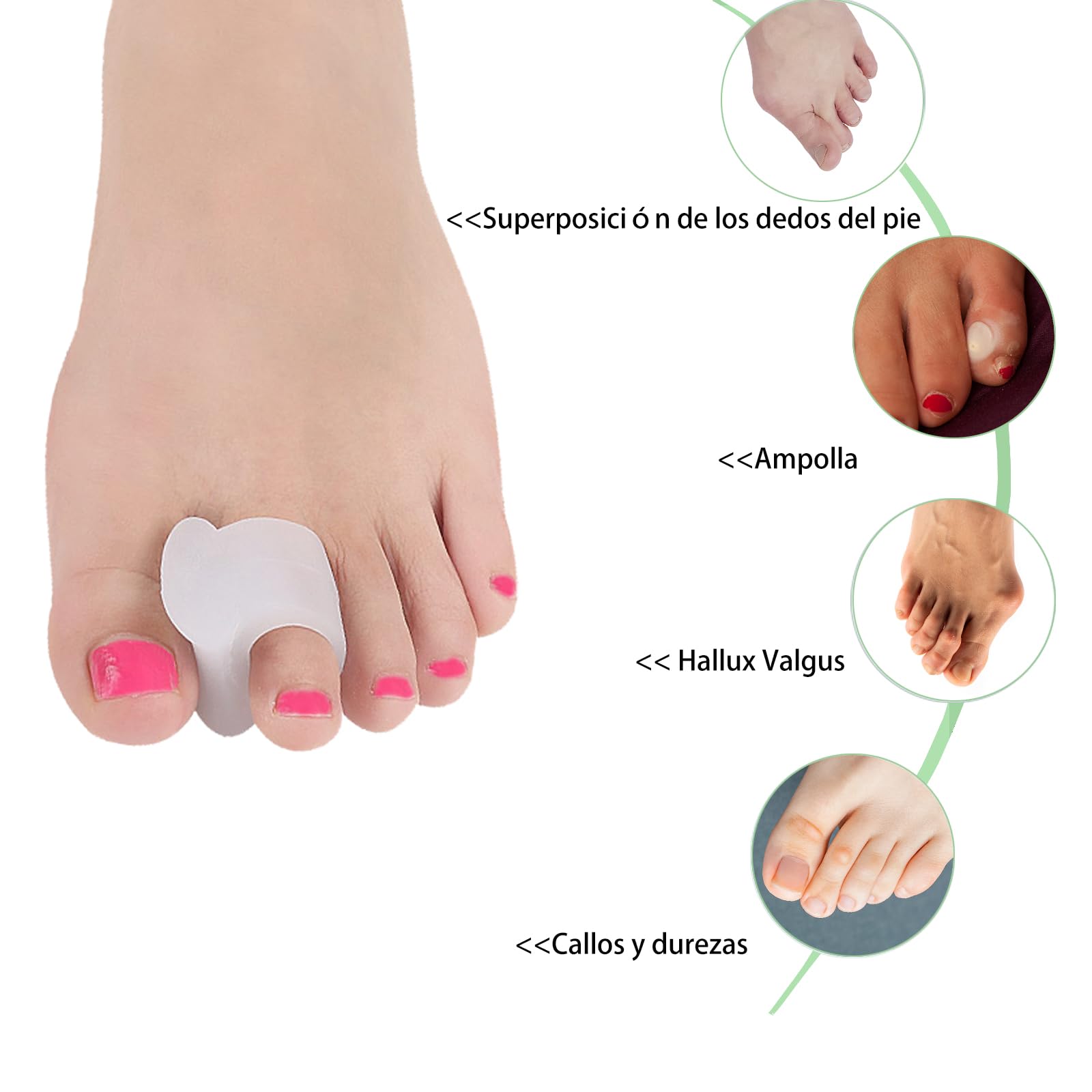 Separadores de dedos de gel 12 unidades corrector juanetes martillo dedos superpuestos