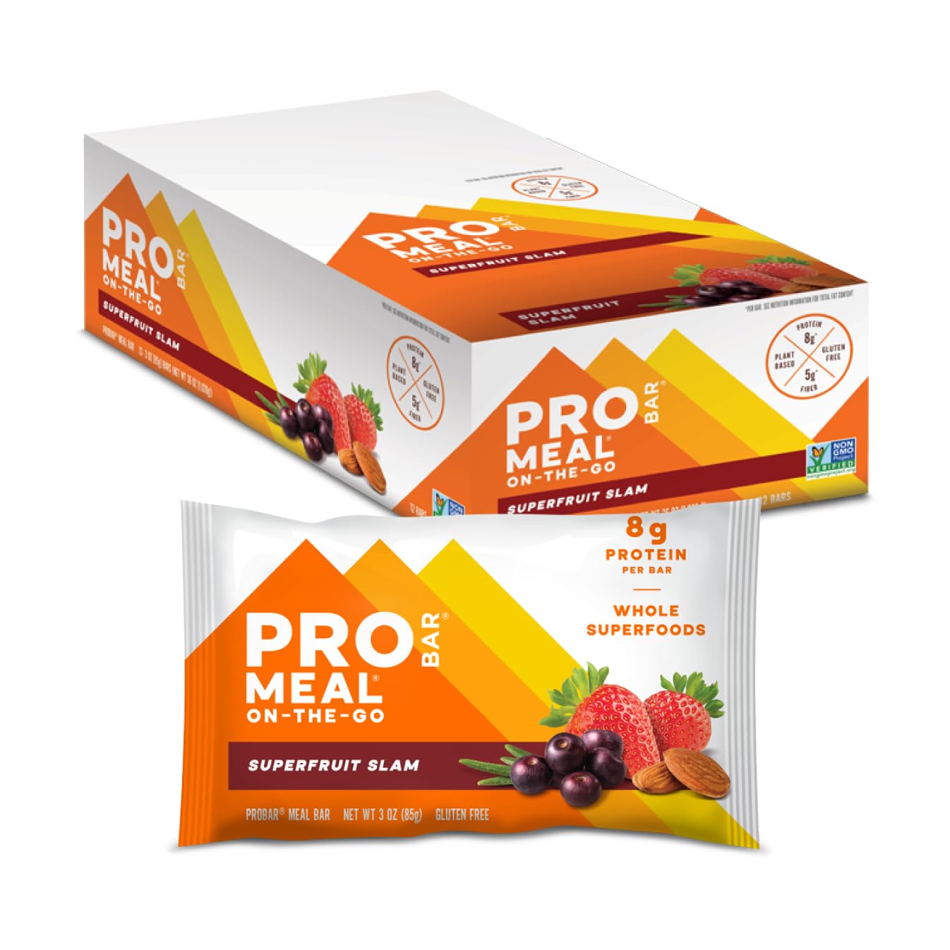 PROBAR - MEAL Bar, Superfruit Slam, Non-GMO, Gluten-Free, Healthy, Plant-Based, Whole-Food Ingredients, Natural Energy (12 Count)