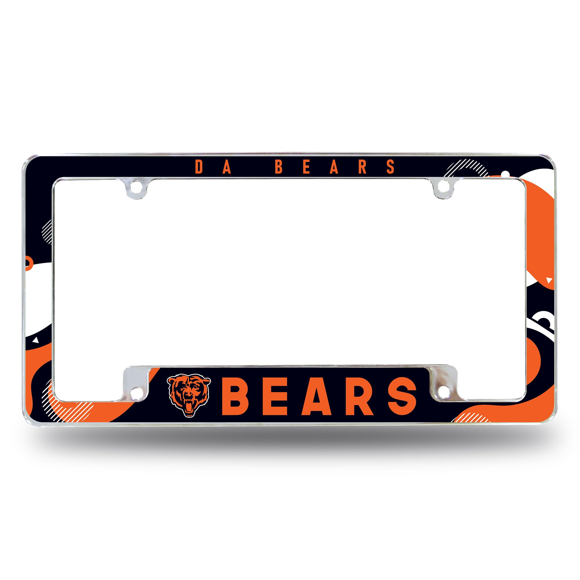 Rico Industries NFL Football Chicago Bears Wave 12" x 6" Chrome All Over Automotive License Plate Frame for Car/Truck/SUV