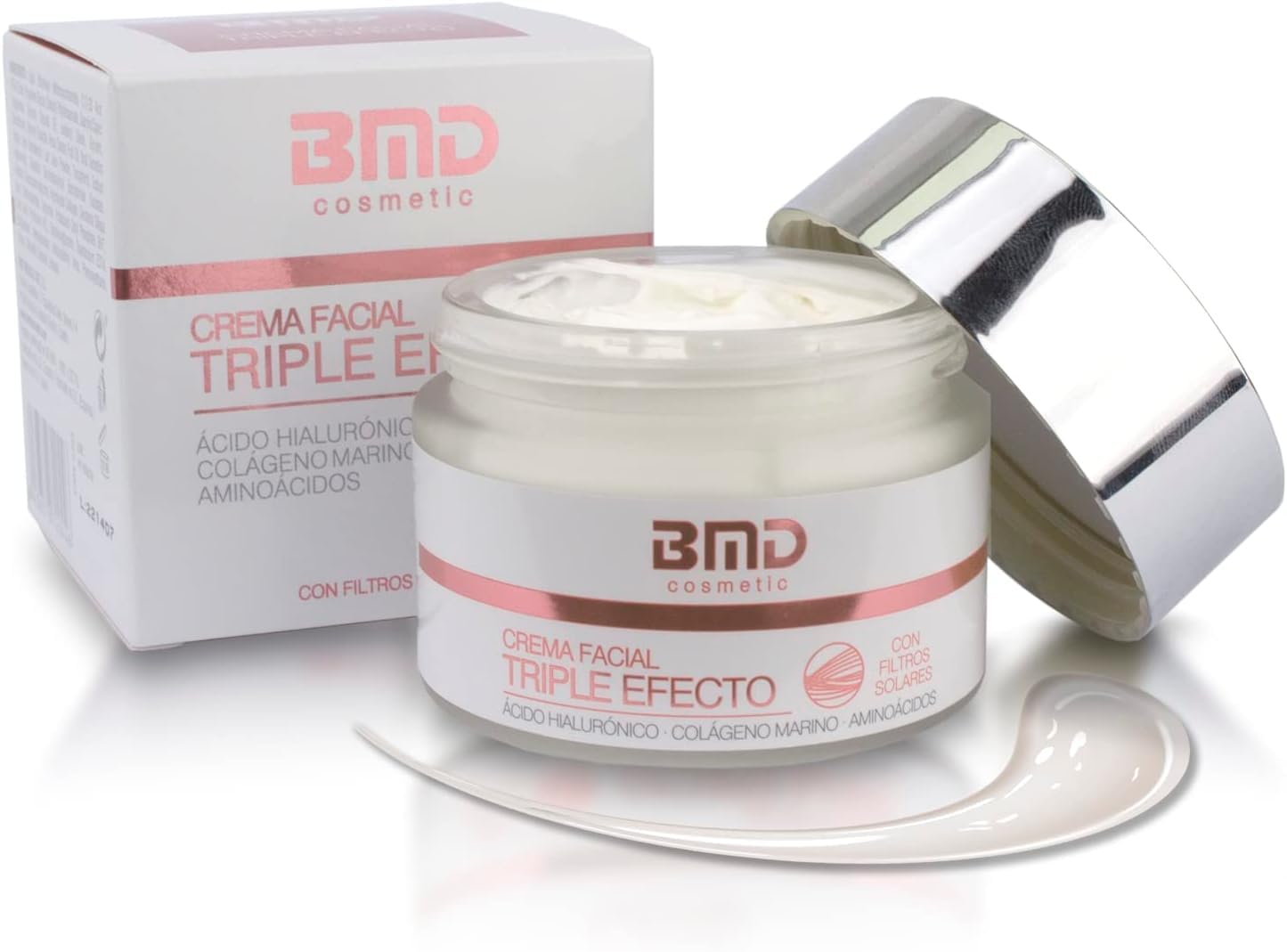 Crema Hidratante Facial con Acido Hialuronico, Colageno Marino y Aminoácidos - Crema Antiarrugas y Antienvejecimiento para Mujer y Hombre - Tratamiento para Cara Triple Efecto Revitalizante