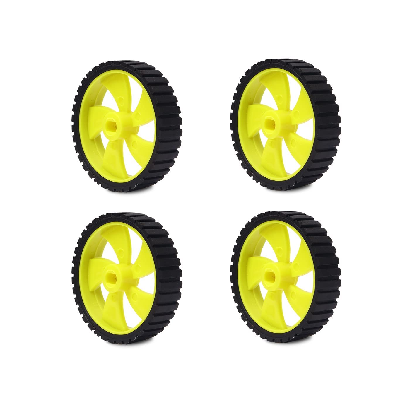 Pack of 4 wheel-4512 Robot Durable Rubber Tire Yellow wheel 45mm for BO DC Motor For Motor Toy Car Electronic School Collages Projects (Assorted)