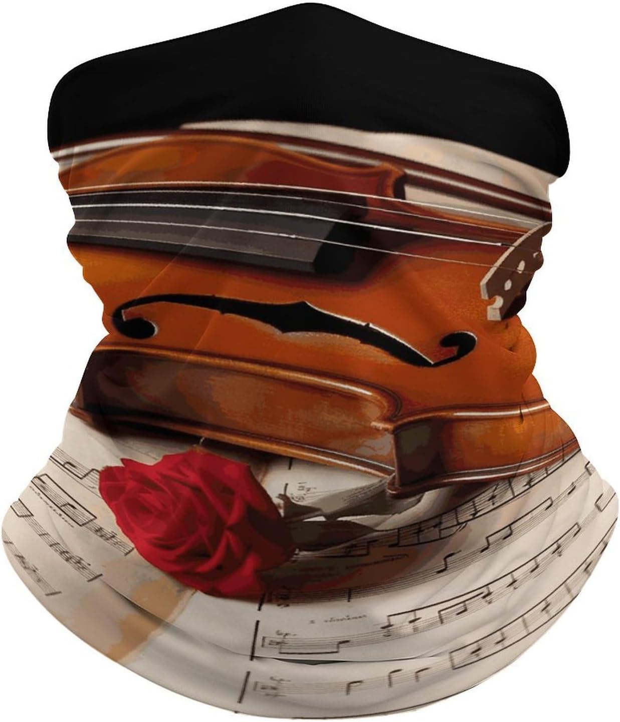 Violin Sheet Music Neck Gaiter UV Protection Polyester Face Gaiter Breathable Quick Dry Head Wrap Multifunctional Stretchy Seamless Bandana for Outdoor Cycling Hiking Skiing Running