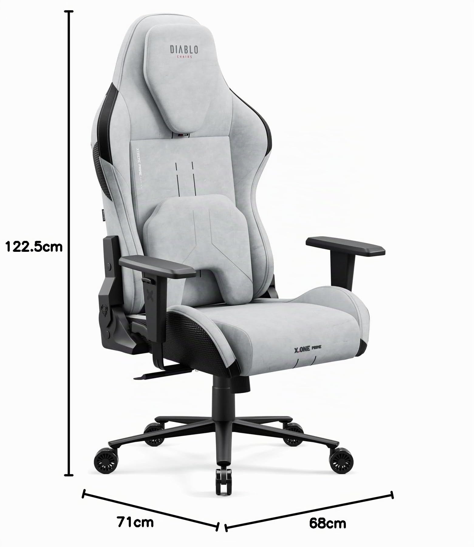 DIABLO X.One Prime Sedia Gaming Tessuto X.One Prime - Poltrona Gaming Ergonomica con Braccioli Regolabili, Cuscino Lombare e Seduta Refrigerante - Base in Metallo - Gaming Chair 140 kg