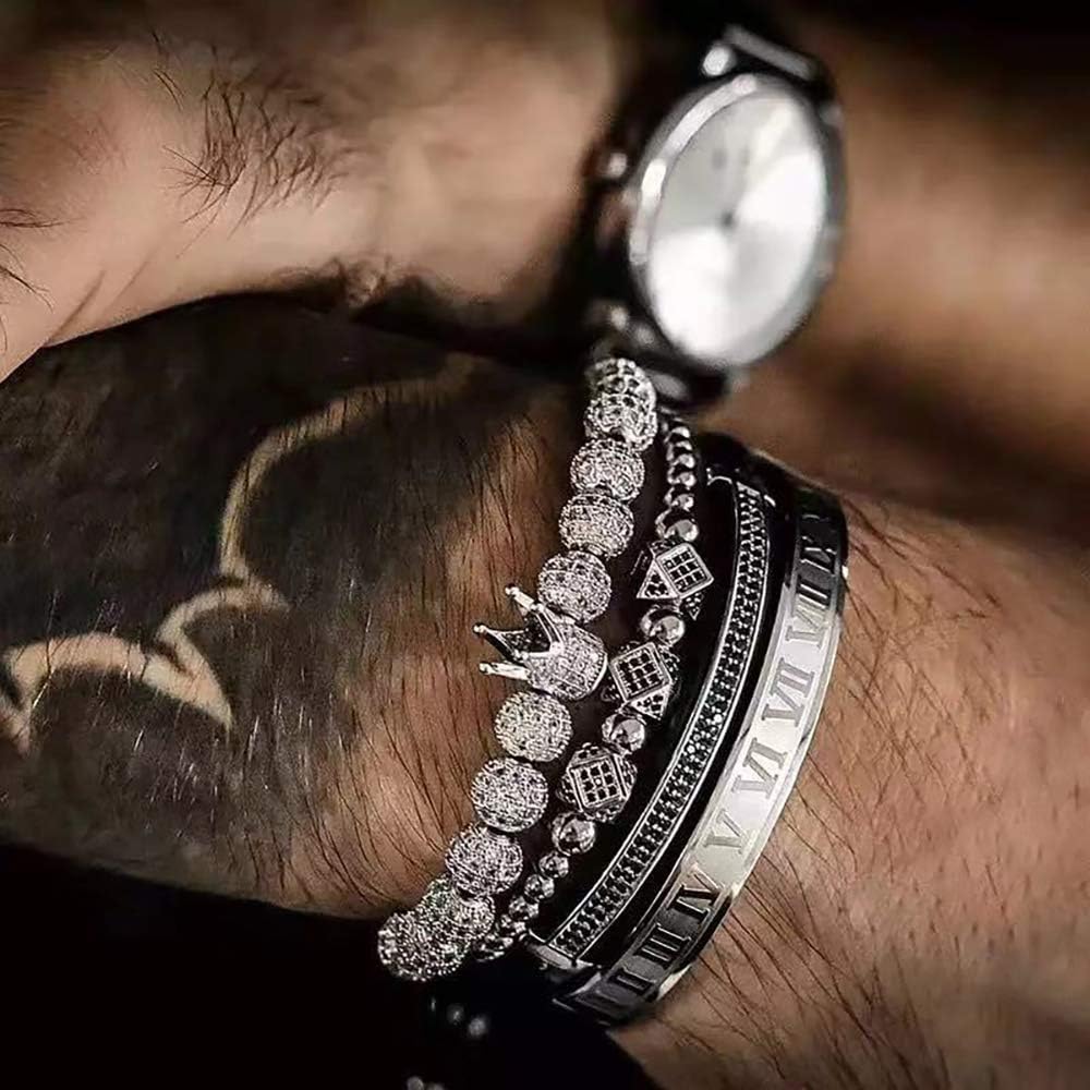 WFYOU Imperial Crown Bracelets for Men 18kt Gold Bracelet Cubic Zirconia Beads Bracelets Cross Bracelets Charm Men Luxury Gift - Image 7