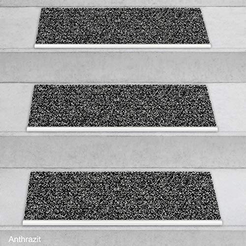 Kettelservice-Metzker Sicherheits-Stufenmatte mit Aluprofil, Antirutschmatte für den Außenbereich Salz-Pfeffer 65x24cm, witterungsbeständig