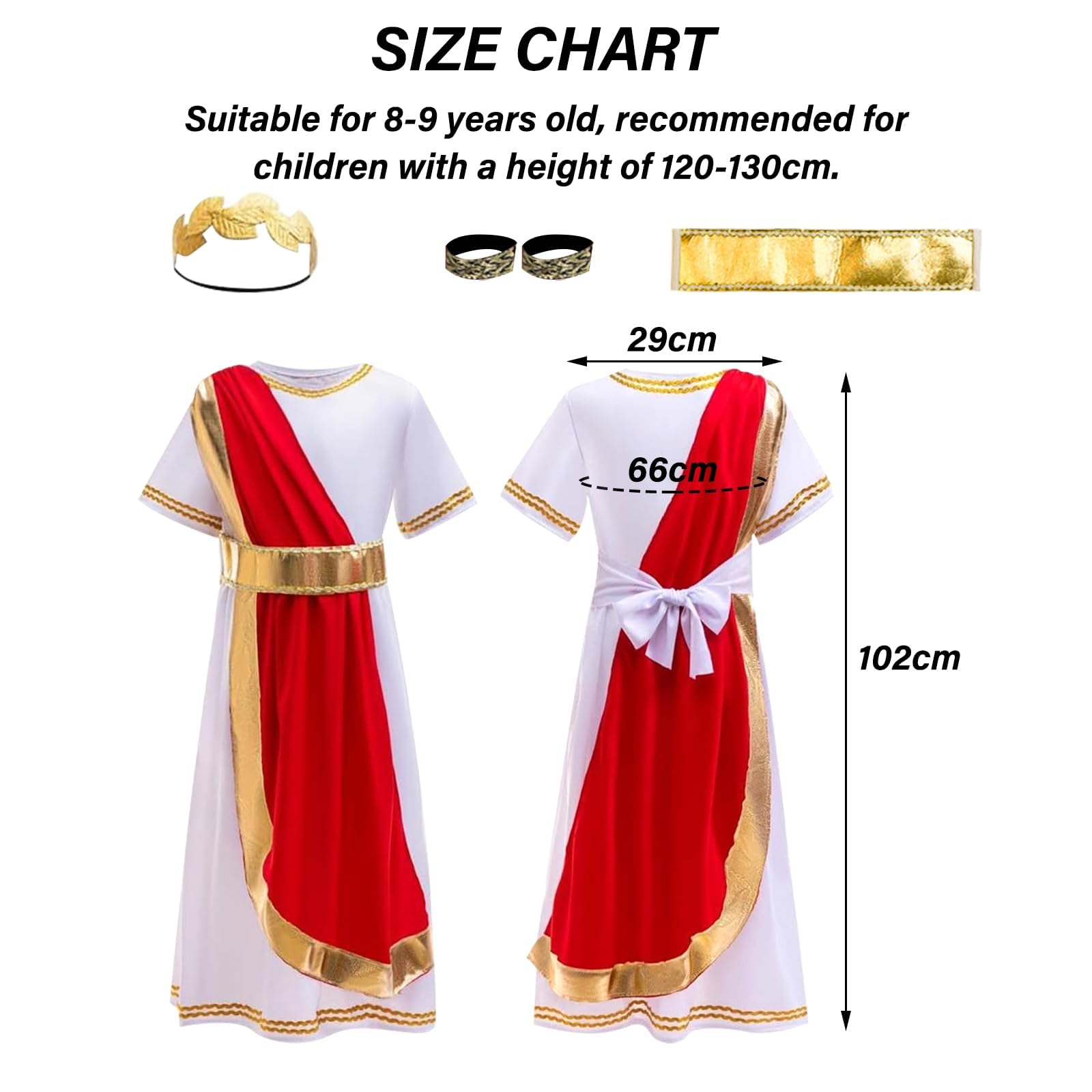 DAVBNM Ancient Roman Greek God Costume Fancy Dress Up Outfits Set including Laurel Headband, Ancient Greek Costume - Image 3