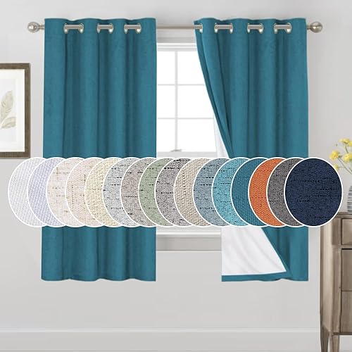 Miniatura 167 de PrinceDeco Cortinas 100% opacas, mezcla de lino natural, 84 pulgadas de largo, oscurecimiento de la habitación, cortinas opacas sólidas para sala de