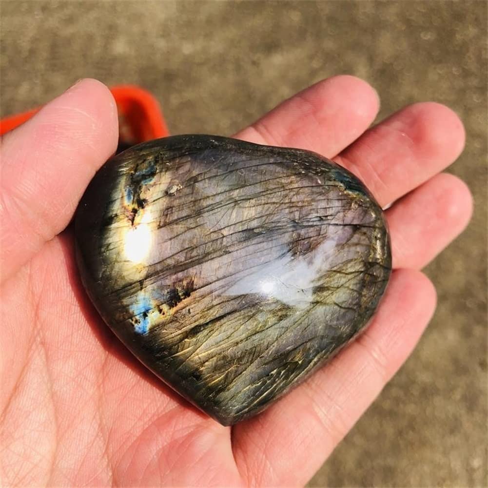 FFIME Gift Natural Crystal Polished Gemstone Crystal Labradorite Palm Stone Home Decor Crystal (Size : 200-250g)