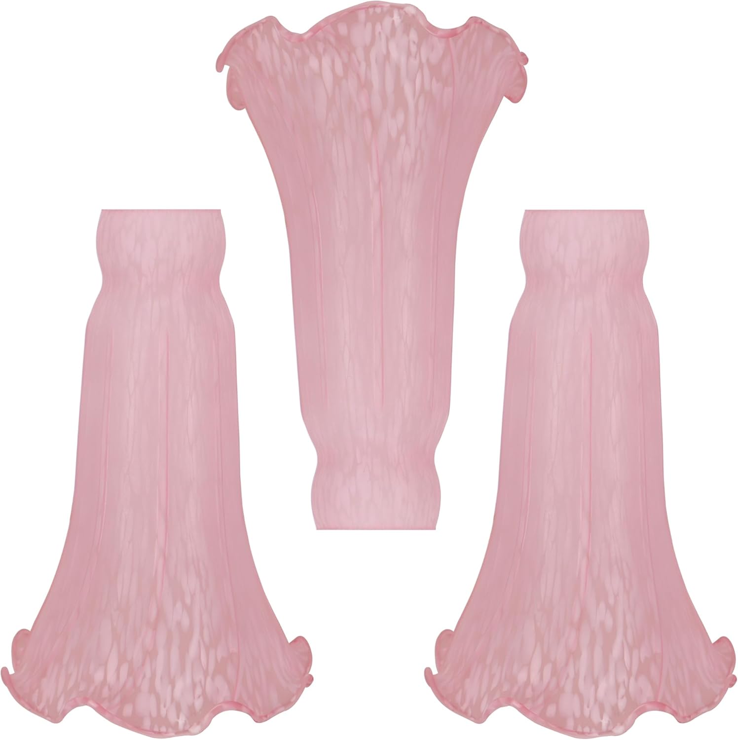 Lily Flower Glass Lampshade Replacement, 3 Pack,Tulip Style Table Floor Lamp Shade Replacement 4.2" x 4.2" x 6.7" (Pink)