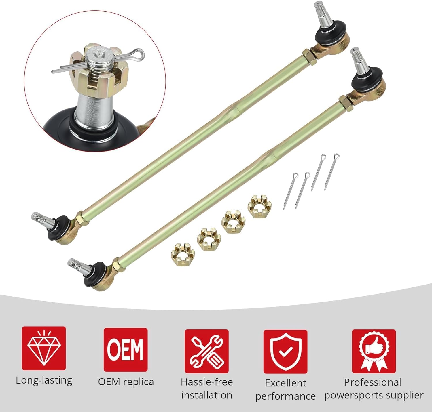 JAVIK Left & Right Tie Rod & End Kit Fit for Suzuki Eiger 400 2x4/4x4 LT-F400 LT-A400 (ALL Model Not Use K3/K4,LT-A400C Only Use K5)2003-2007,OEM#51281-38F00
