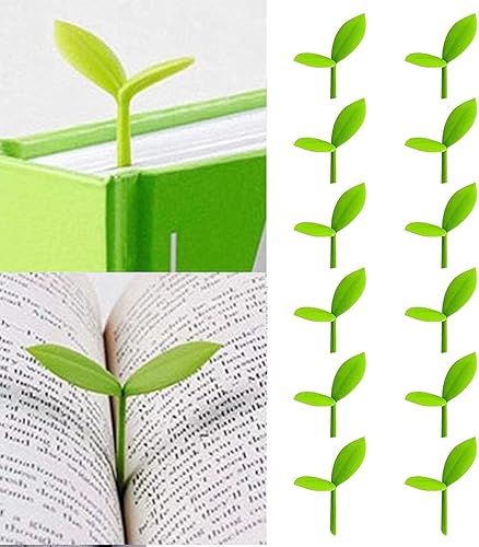 Sprout Little Green - Marcapáginas verdes de silicona, marcapáginas verdes creativas, regalos para los amantes de los libros de lectura, juego de 32