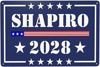 Wosxpgg Shapiro 2028 Metal Sign Decor Shapiro for President 2028 Tin Painting Decorative Accessory Home Bar Decor 12 X 8 Inch