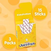 Vista 4 de JUICY FRUIT Gum, Goma de mascar original, caramelos a granel envueltos individualmente, 45 unidades, 3 paquetes, a granel
