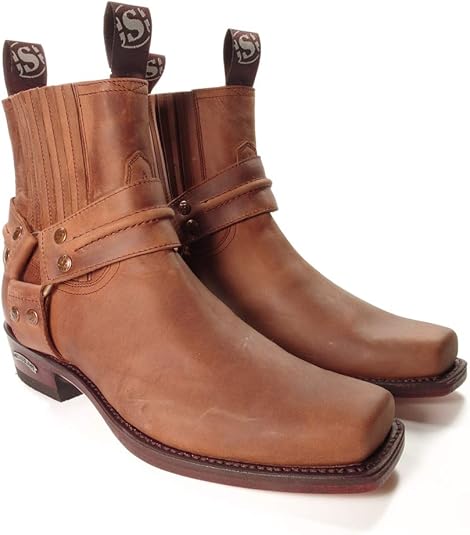 Sendra Stivali Western 4060 In Pelle Marrone – Punta Quadrata, Tacco E Sperone Decorativo – Fatti A Mano In Spagna