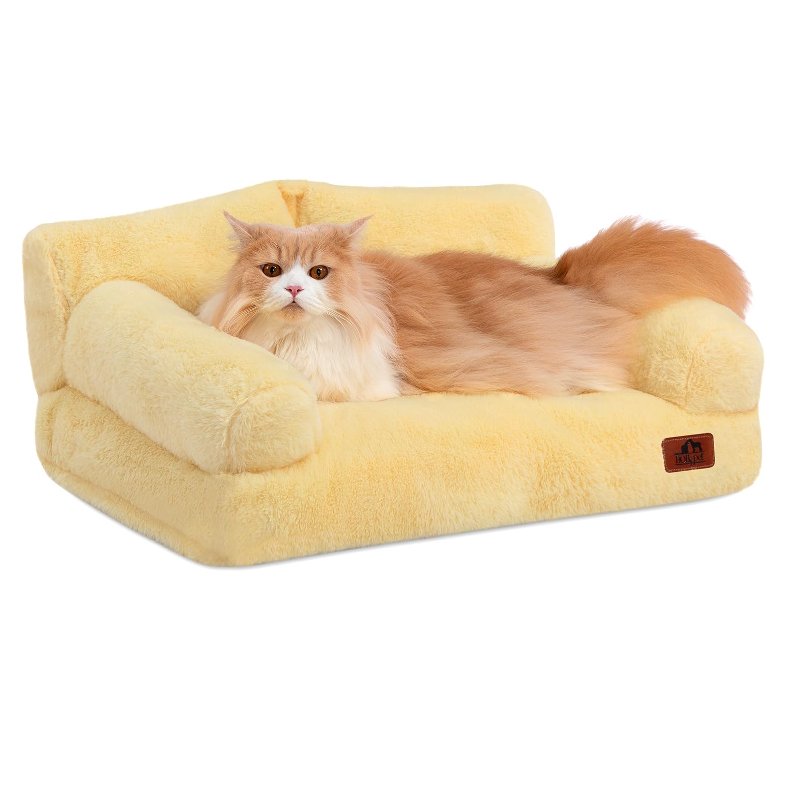 Hollypet Fluffy Dog Cat Bed Yellow