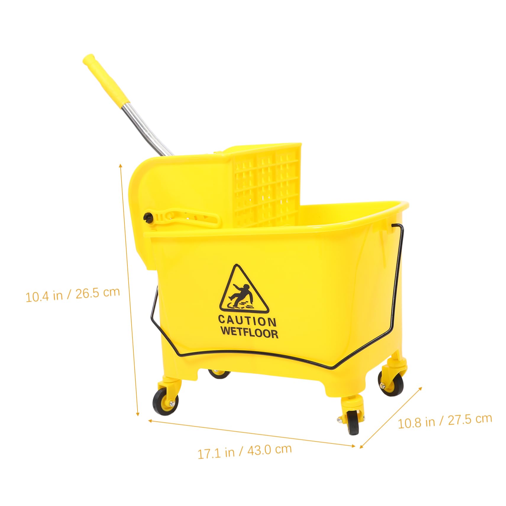 Cubo de Fregona de 20 L Amarillo Escurridor Lateral y Ruedas