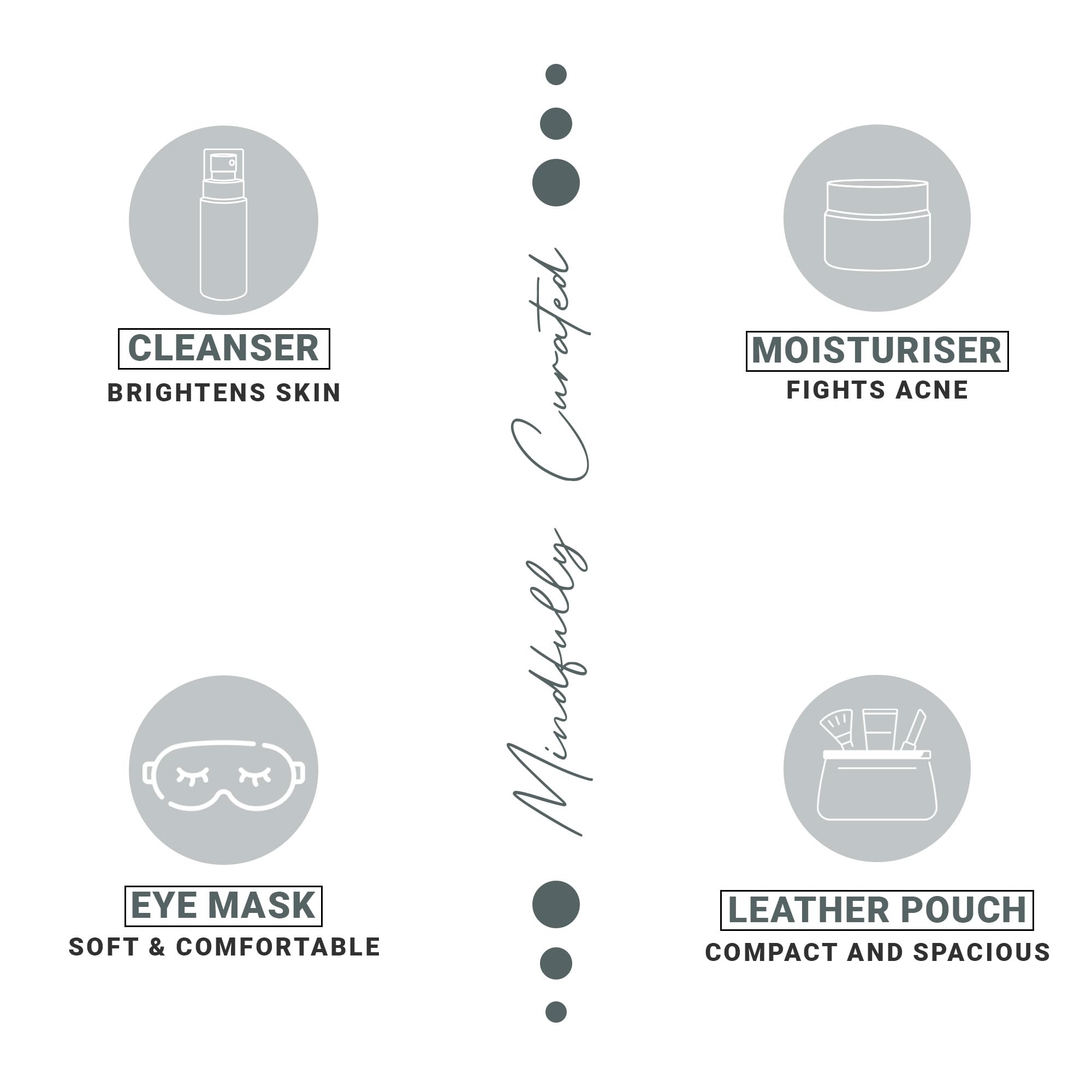 SEREKO Daily Vitamin C Skin Regime Gift Kit | Cleanser 100ml + Face Moisturiser 50ml + Luxury Vegan Leather Pouch + Destressing Satin Eye Mask 2