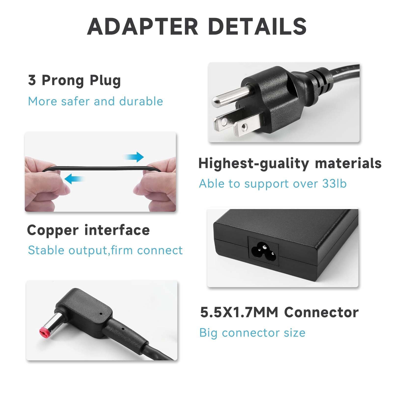 Cargador de laptop de 180 W y 135 W para Acer Nitro 5 7, Predator Helios 300 Gaming Laptop 19V 9.23A adaptador de CA