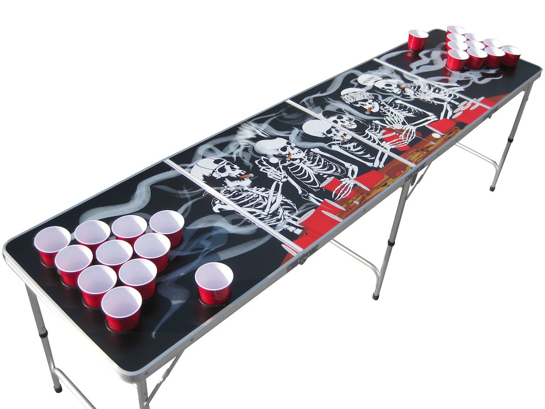 The Pong SquadBones Skeleton Beer Pong Table with Holes