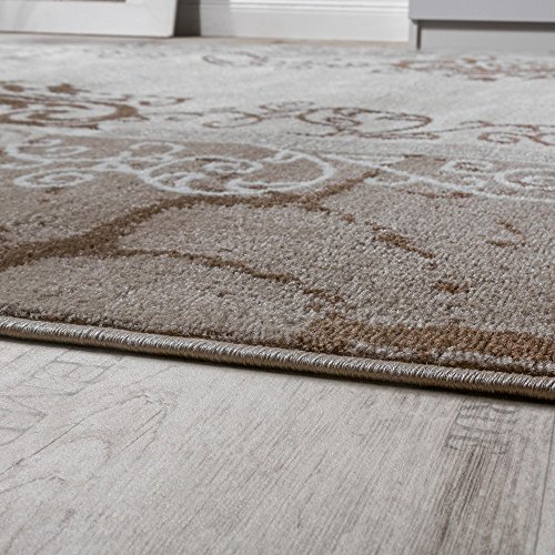Paco Home Designer Teppich Modern Meliert Floral mit Mäander Muster Kreise Beige Creme, Grösse:160x220 cm – Bild 4