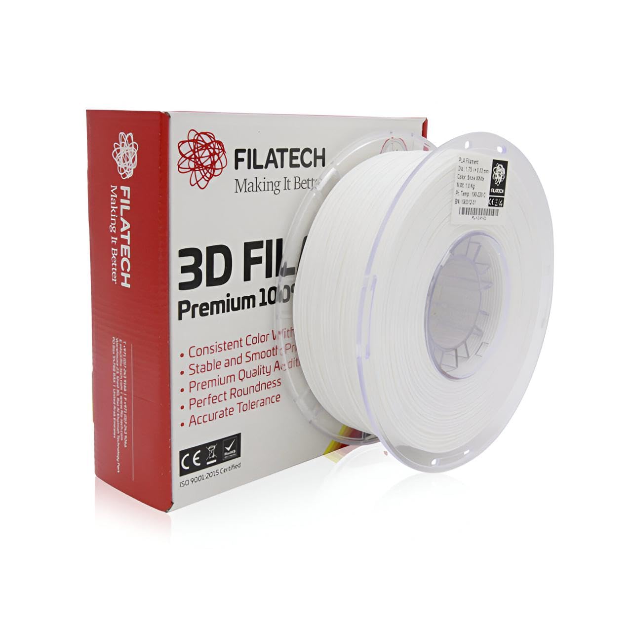 PETG 3D Printing Filament – 1.75mm, 1kg, White | Durable & Heat-Resistant Made in UAE