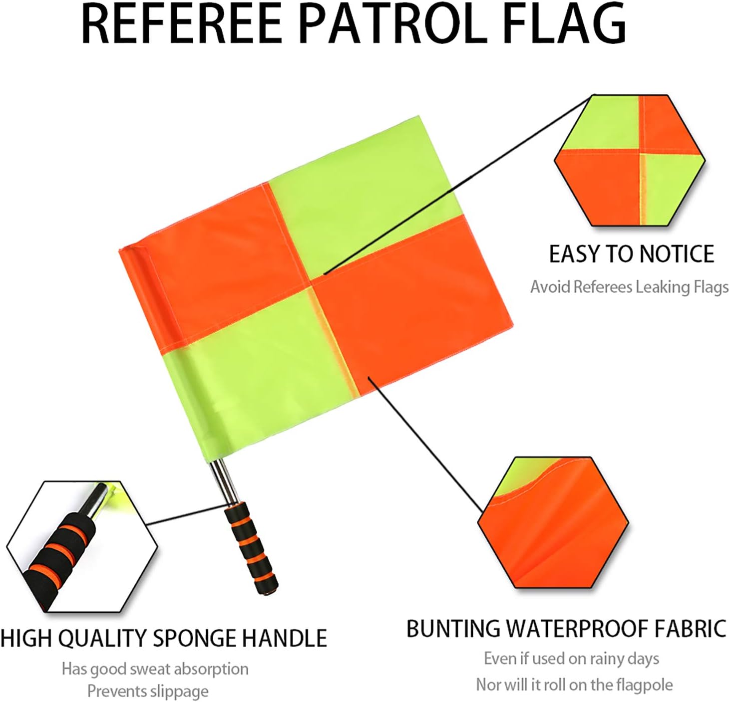 Shinestone Soccer Referee Flag Sports Match Football Linesman Flags with Case Referee Equipment-2 Designs - Image 2