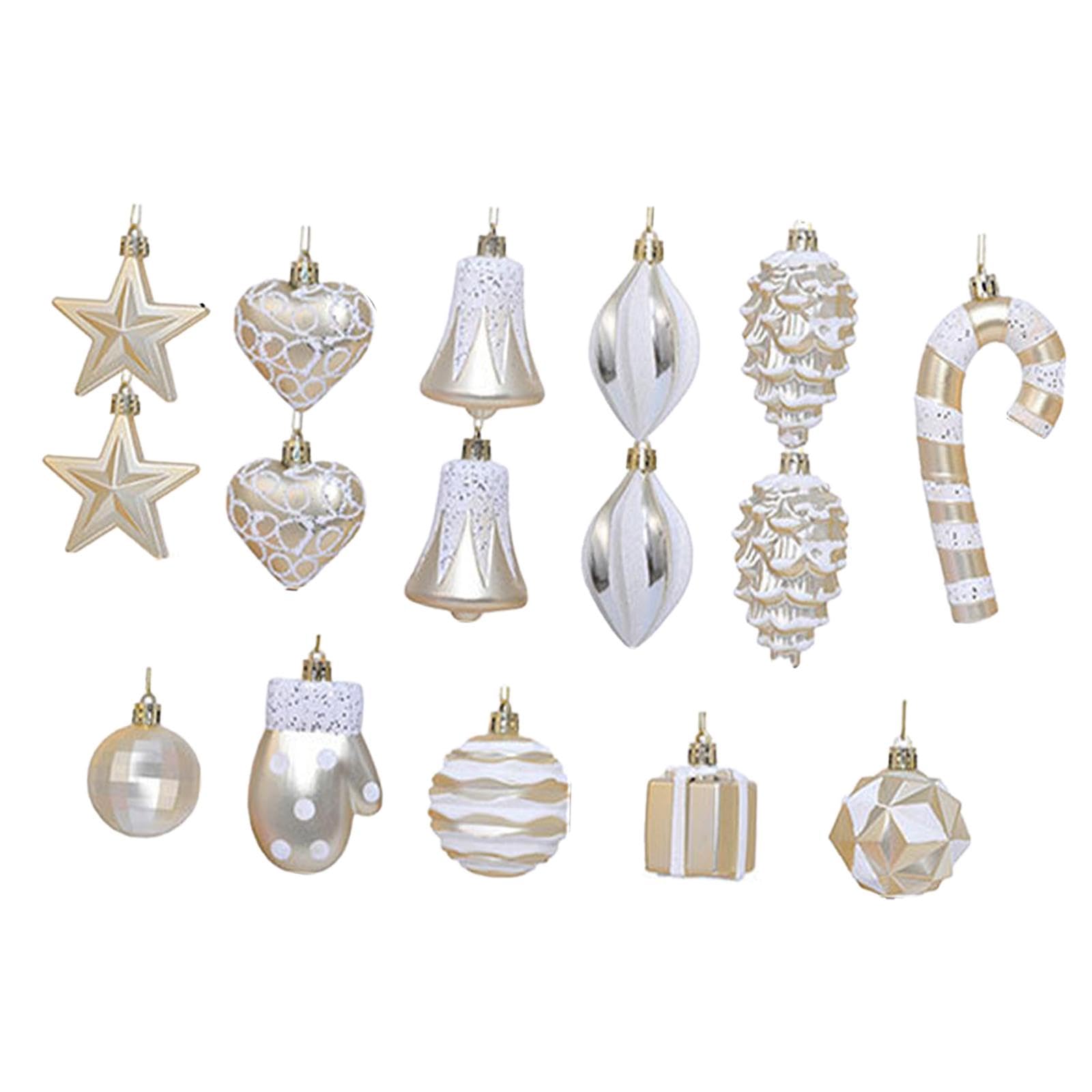 Décorations artisanales de Noël champagne avec lot de 16 boules incassables miniatures