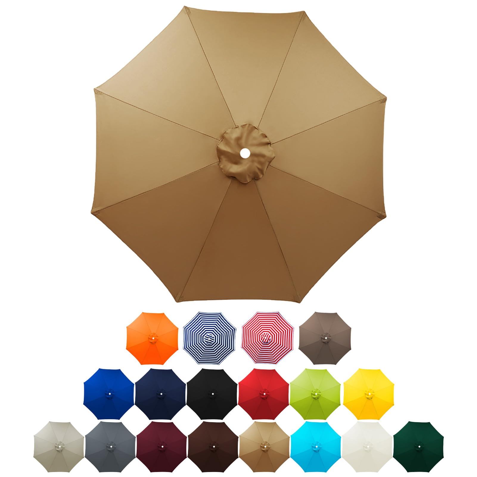 Umbrella Replacement Canopy 2.0m 2.3m 2.5m 2.7m 3.0m - UV50+ Sun Umbrella Cloth for Garden Cantilever Parasol - Outdoor Table Market with 6/8 Ribs - Protect Your Skin from the Sun