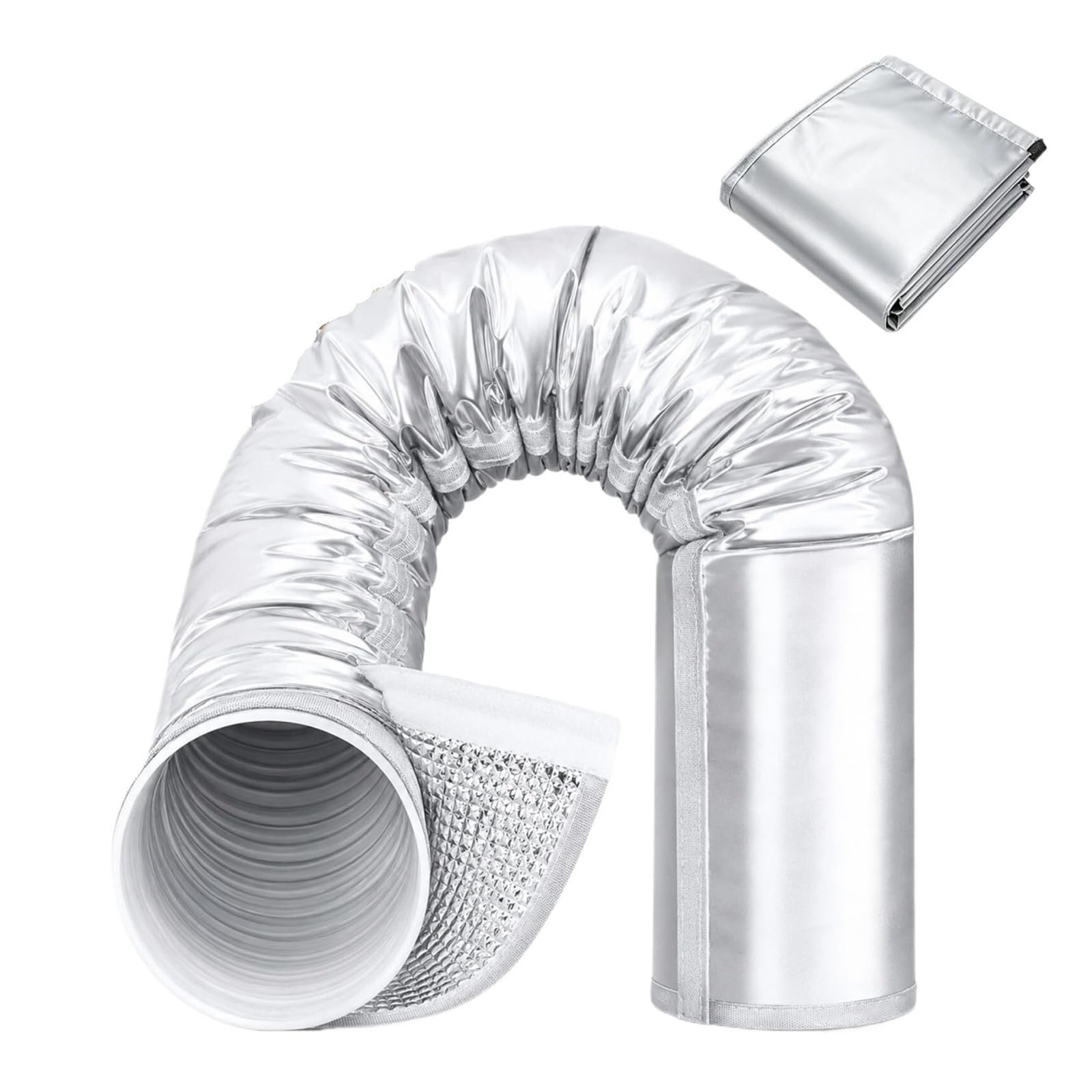 Shiketong Black Heat Insulation Dustproof Ac Exhaust Pipe Sleeve 5-5.9 Inch Air Conditioning Hose Protective Cover For Home Daily Use Ac Exhaust Hose Cover(Black)