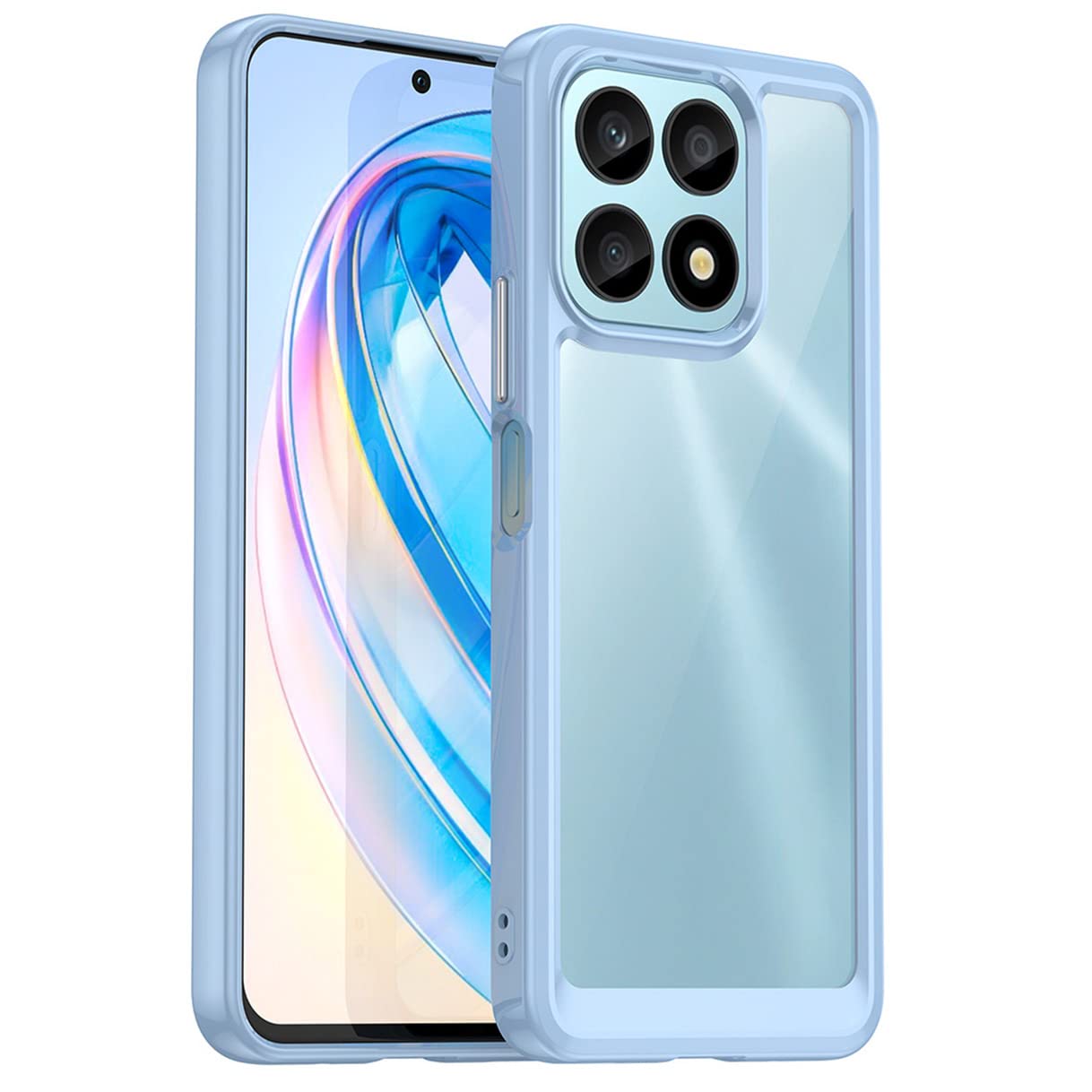 HAOYE Cover per Honor X8a Cover, Hybrid Cornice in TPU + Rugged PC [Doppio Strato] 2 in1 Protective Case, Trasparente Back Cover Custodia Bumper. Nero